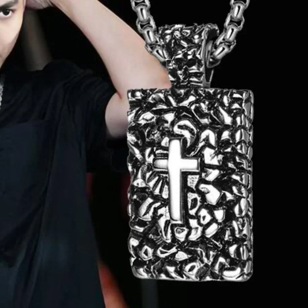 ❤️Cross Stainless Steel Punk Casting Pendant necklace for women/men, N90201P191